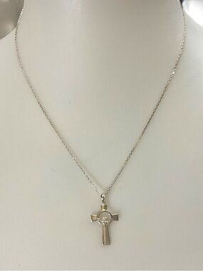 Solvar Ireland Sterling Silver Claddagh Cross Necklace 18” 3.2g